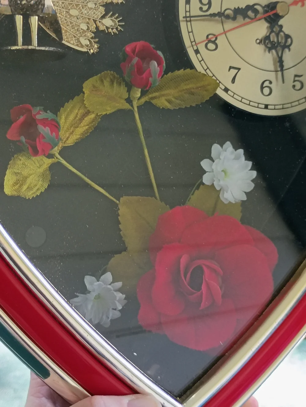 HeartStyle Clocks Eleco Quartz Heart Shaped Floral Hanging Wall Clock Home Decor